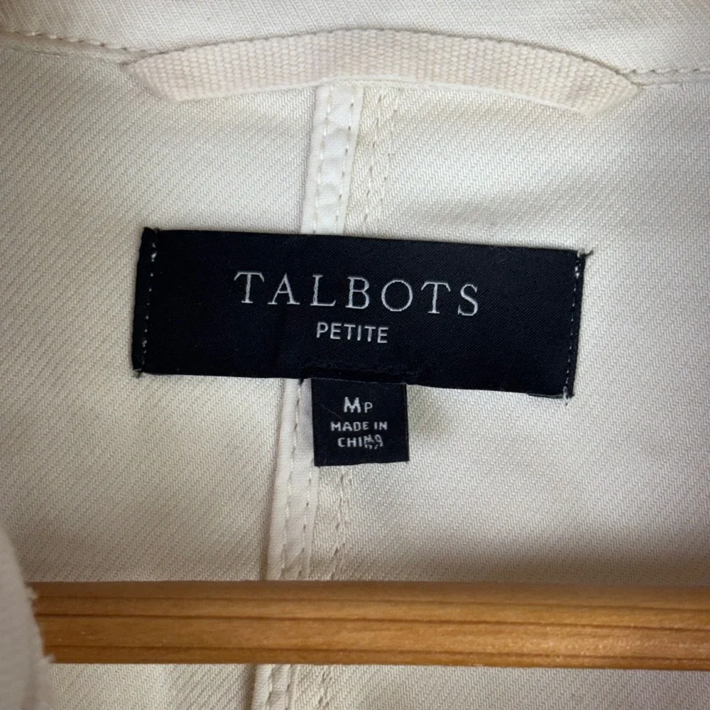 Talbots Petite Ivory Cotton Tencel Utility Field Jacket Cream Size MP Medium
